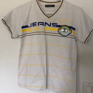 White shirt w/ yellow stripes “jeans CK J” size M